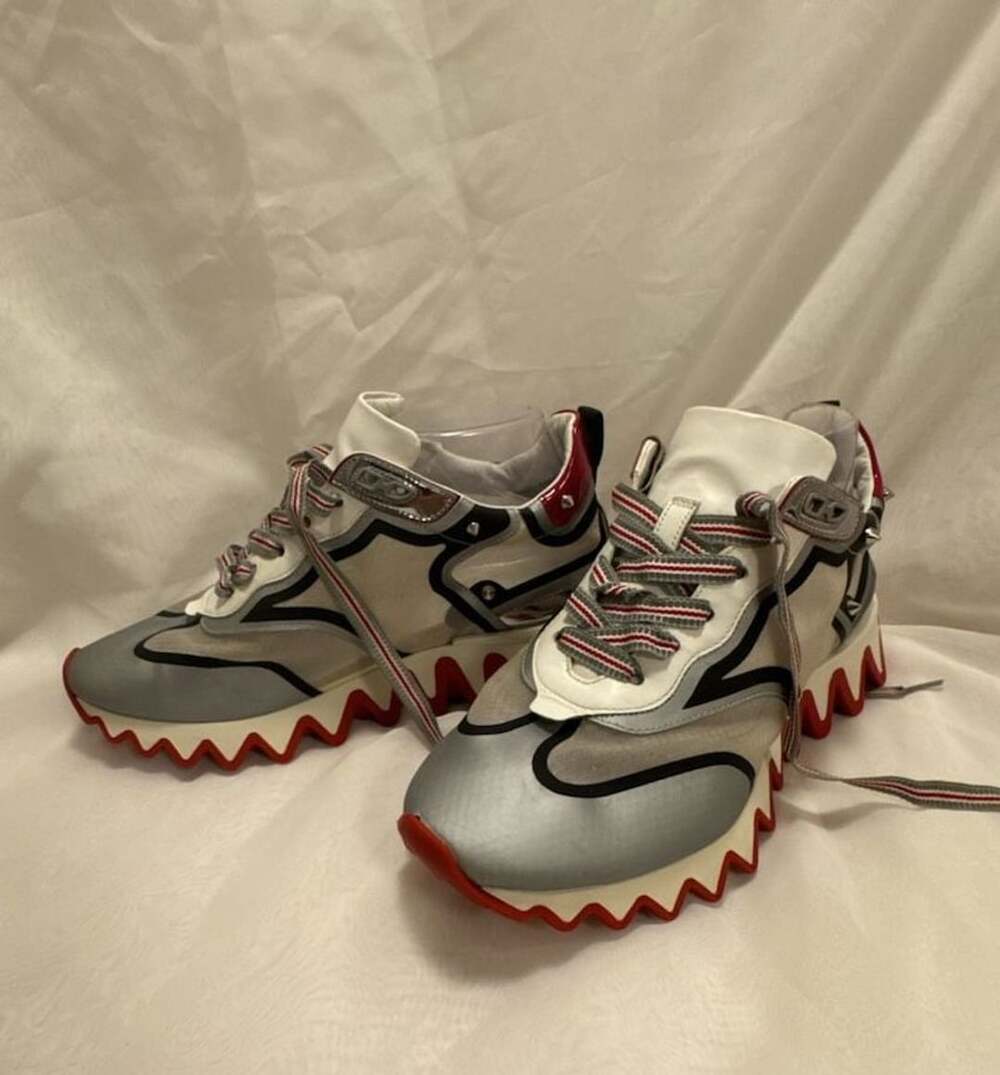 Christian Louboutin Sharkina Mesh Sneaker Grey White Red
